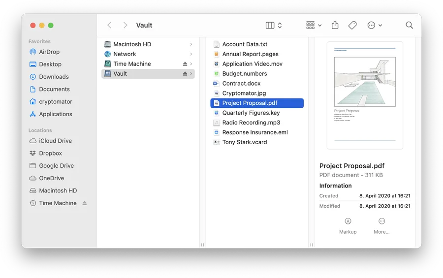 Cryptomator 在 macOS Finder 中打开解锁后的虚拟磁盘和文件